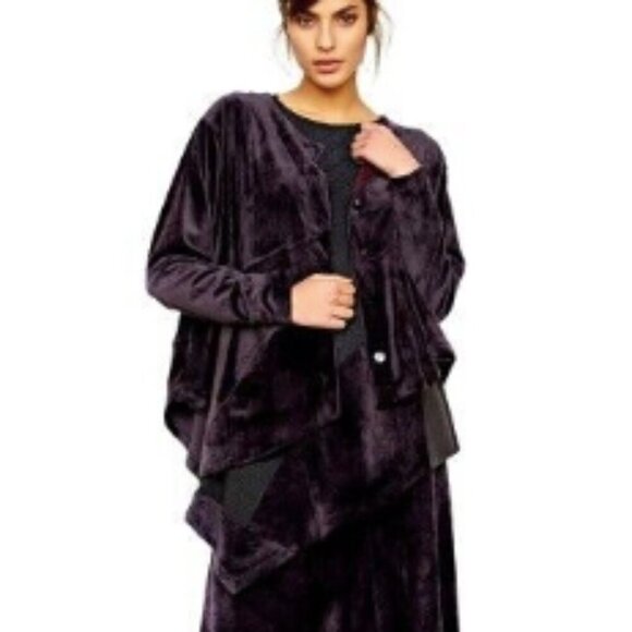Alembika Velvet Lagenlook Asymmetrical Jacket in Purple sz 3 (L) - Picture 1 of 5
